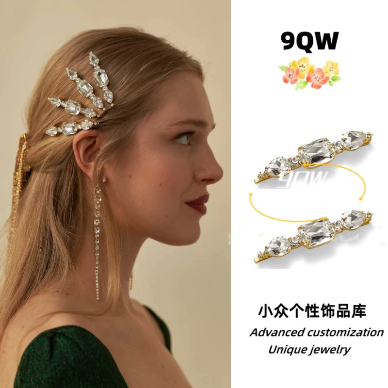 9QW homemade summer cool transparent sugar cube hairpin bangs clip temperament simple and versatile side hair accessory headwear