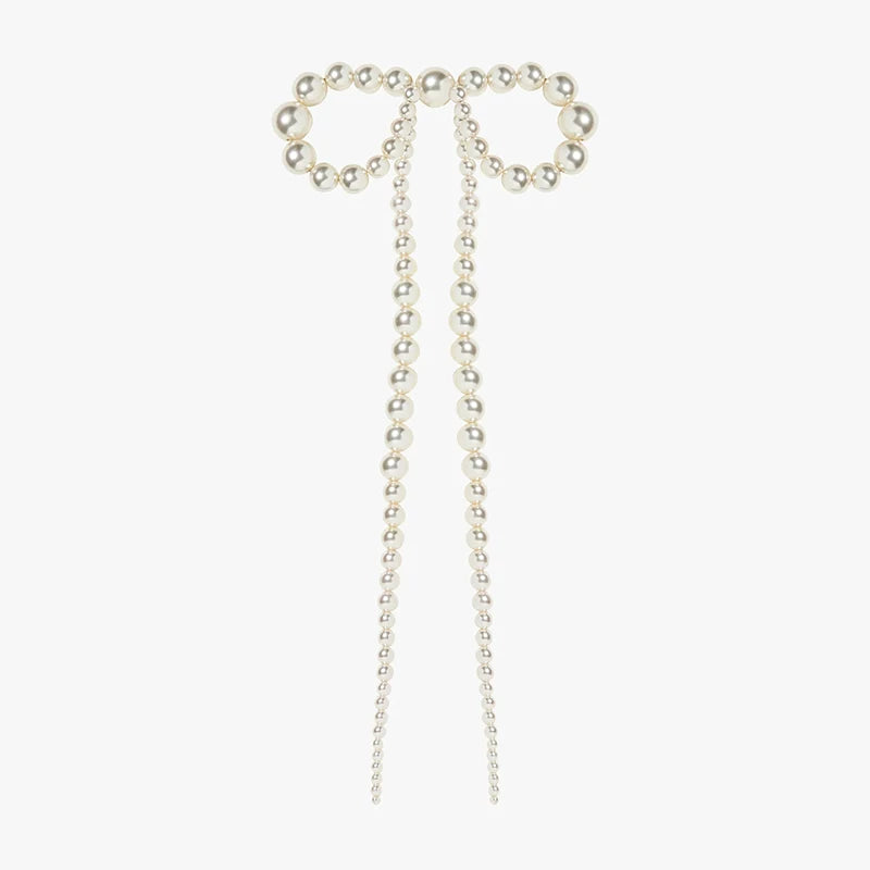 French niche retro pearl tassel bow hairpin high-end light luxury Internet celebrity explosive hairpin side clip hair accessory