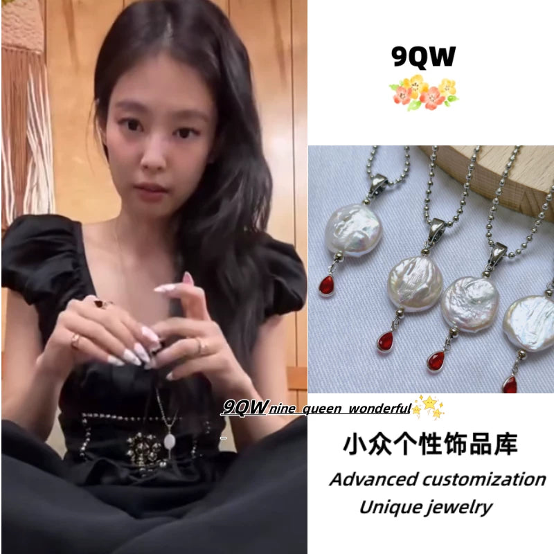 9QW homemade Jin Zhi Ni jennie same style natural baroque pearl long necklace sweater sweater chain