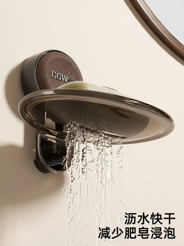 Suction cup soap box wall mounted no-punch home toilet soap shelf drain box student dormitory Y