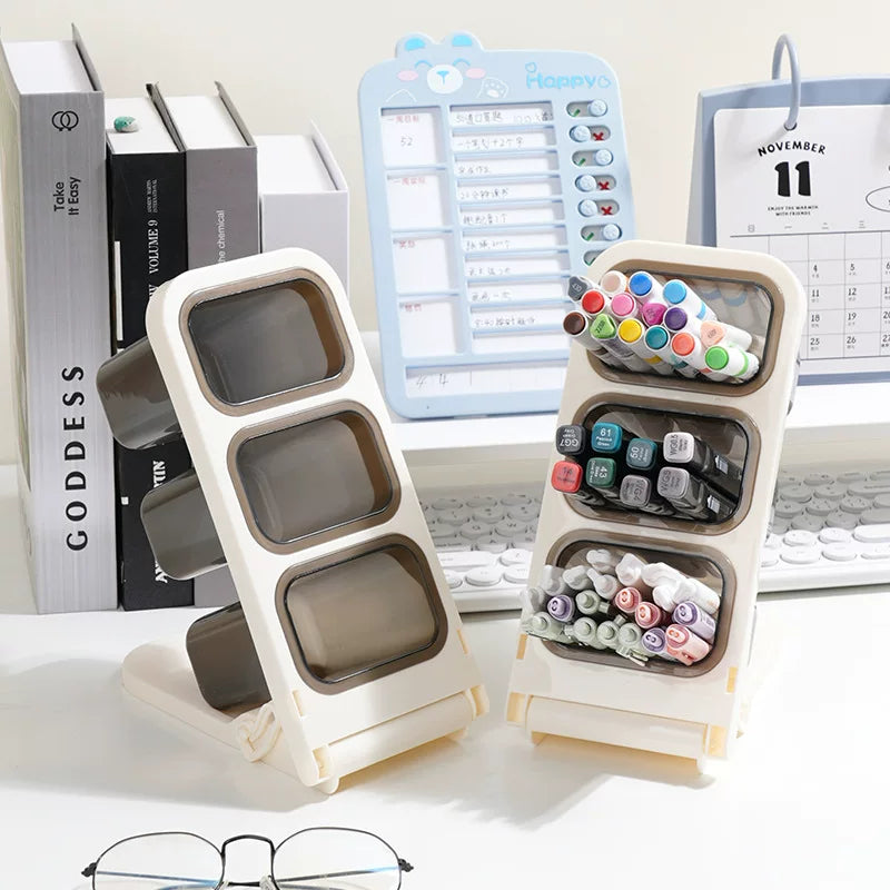 Office desktop diagonal pen holder simple office storage bucket desktop storage box large capacity pen holder student desktop diagonal pen bucket office stationery marker desktop stationery rack