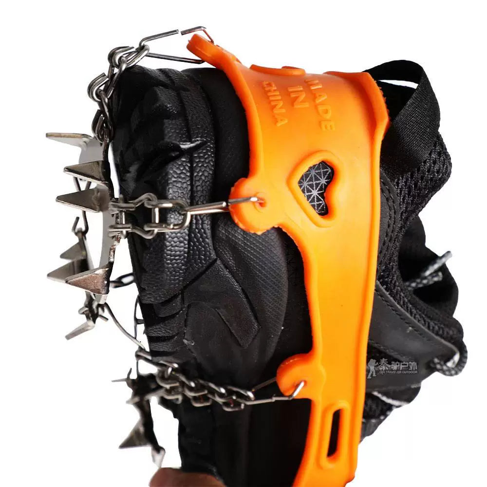Stainless steel 19-tooth crampons for adults non-slip shoe covers for mountaineering snow spikes ice scratch shoe links road anti-fall snow claws