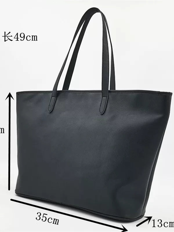 Foreign trade export black large capacity tote bag simple and versatile handbag commuting shopping practical women's bag handbag