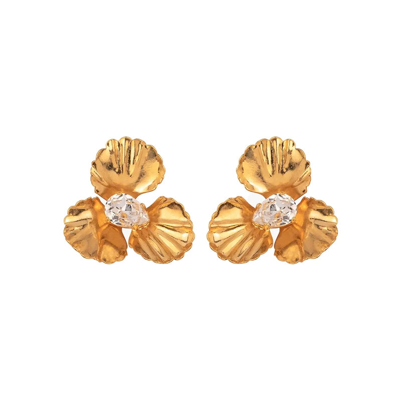 9QW European and American high-end flower gemstone niche earrings personality light luxury earrings stud earrings fashion and versatile women