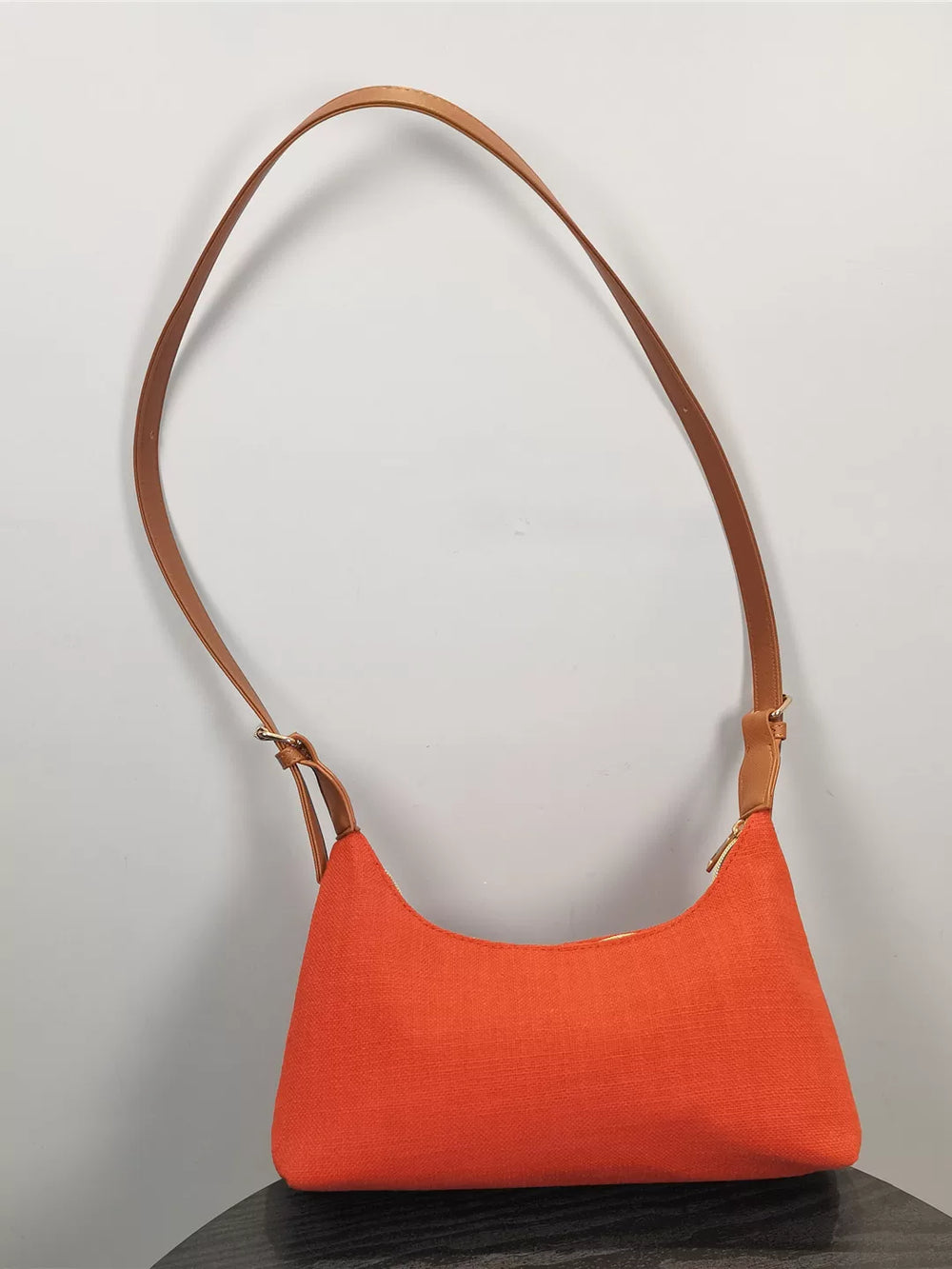 Canvas red women's armpit bag crossbody bag women's high-end niche light luxury baguette bag crescent bag foreign trade export