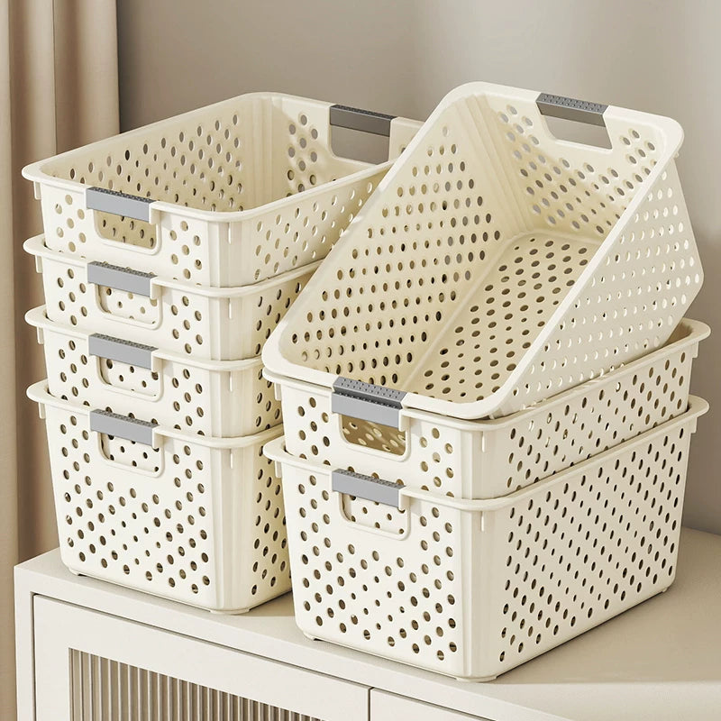 Storage basket: home wardrobe storage children's toys and miscellaneous snacks, kitchen plastic storage box, desktop storage basket