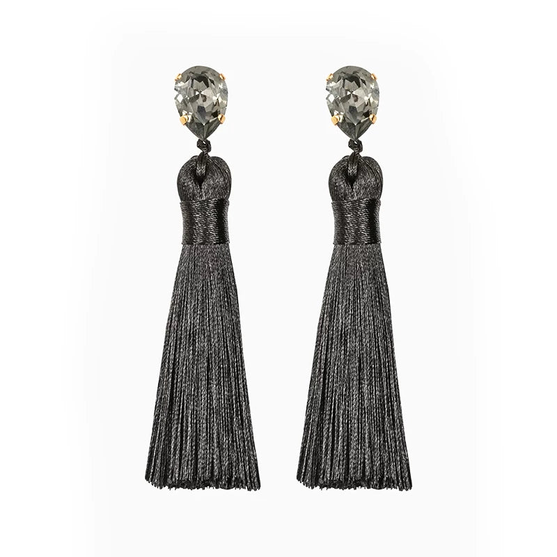 9QW self-made long tassel earrings, light luxury, high-end sense aura, strong high and cold, royal sister style, face and fashionable earrings