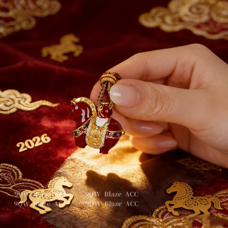 National Tide New Year's Red Tang Horse Pendant Necklace Women's 2026 Year of the Horse Natal Zodiac High-end Sweater Chain