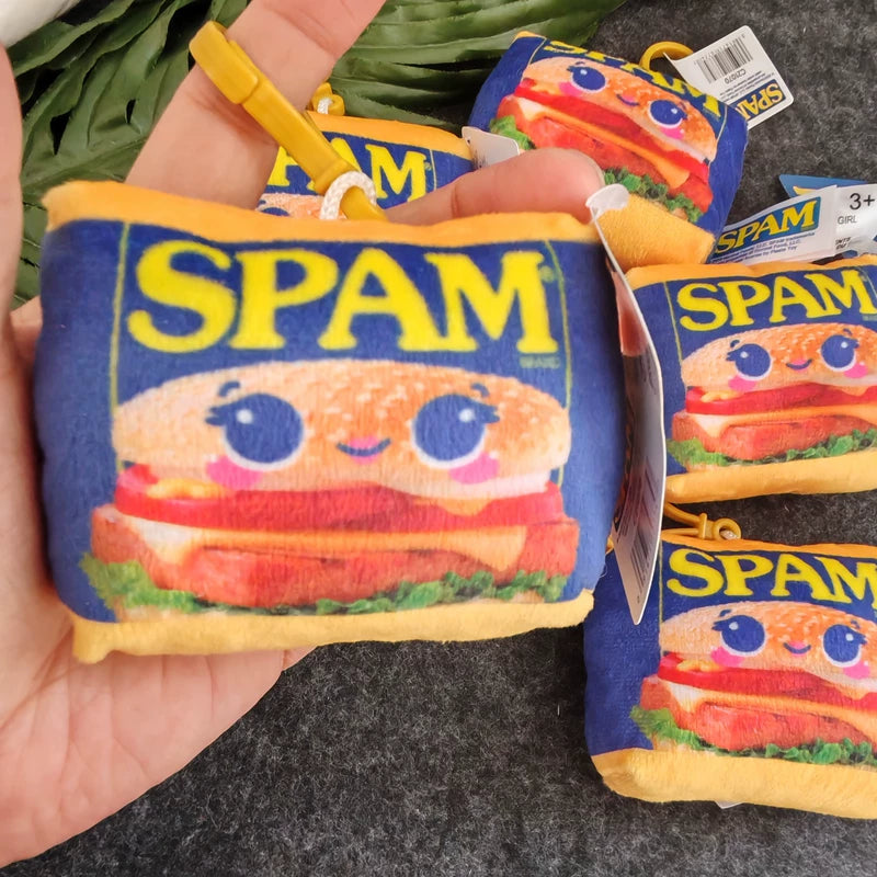 Foreign trade export US single SPAM luncheon meat creative pendant keychain hamburger can personalized charm plush