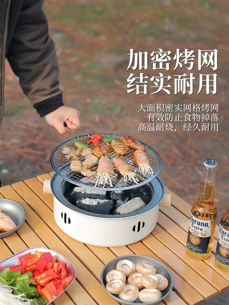 Cooking tea roasting stove set around the stove portable family round charcoal stove charcoal stove outdoor heating small barbecue grill