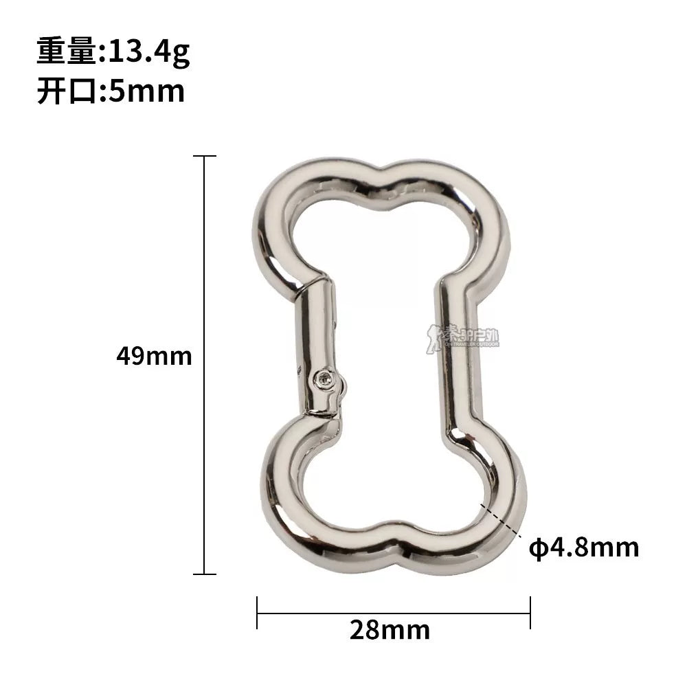 Bone type zinc alloy bone open backpack key chain aluminum alloy hook DIY accessories small carabiner