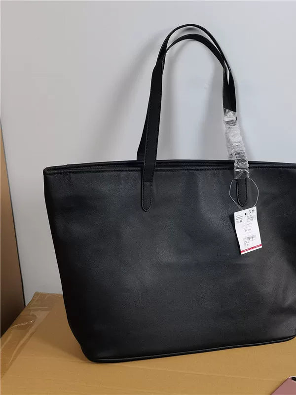 Foreign trade export black large capacity tote bag simple and versatile handbag commuting shopping practical women's bag handbag