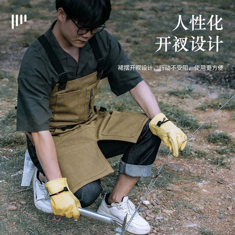 Outdoor workwear denim canvas painter apron gardener waist stain resistant waterproof men's and women's bib large apron