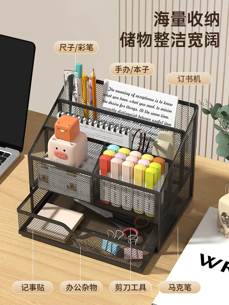 Drawer desktop storage box, office desk, organizing documents, stationery, metal shelves, storage cabinets, pen holders