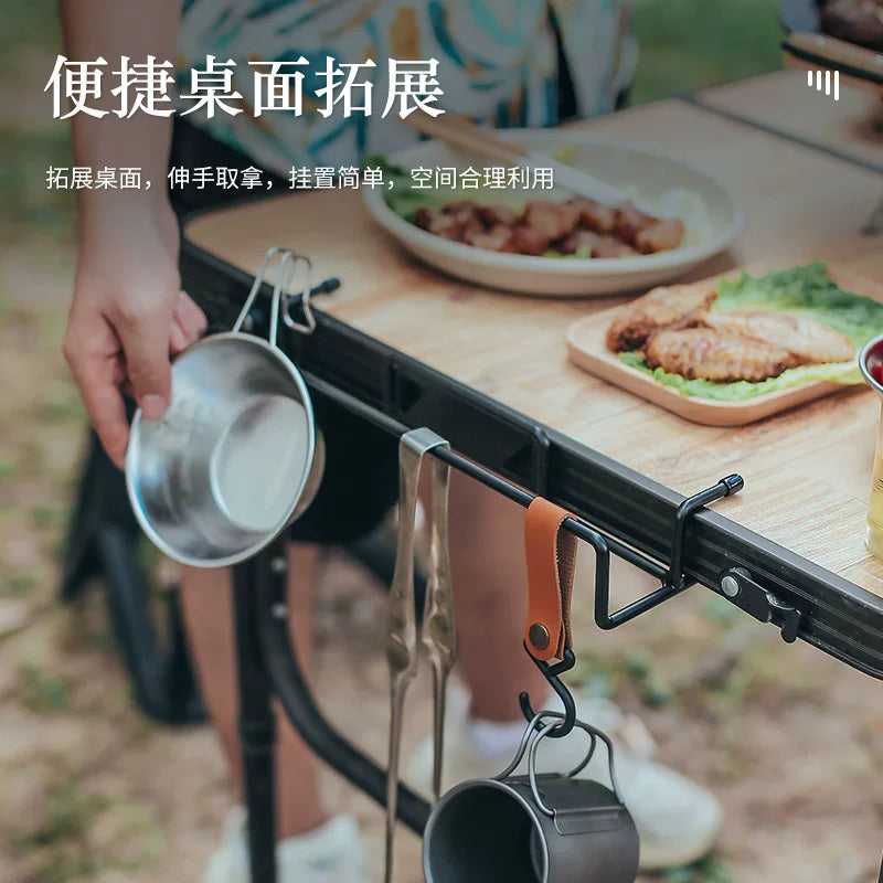 Outdoor tableside hangers, camping tableware, kitchenware, portable storage racks, egg rolls, table stands, black wire wrought iron hangers
