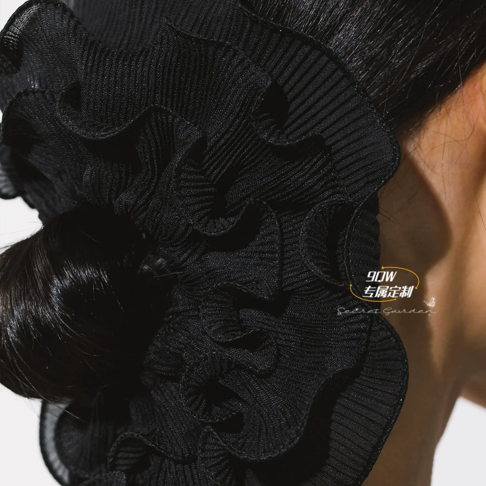 9QW Nordic sweet and cool atmosphere pleated fabric large intestine scrunchie high-end feeling lock hair cord bud high elasticity