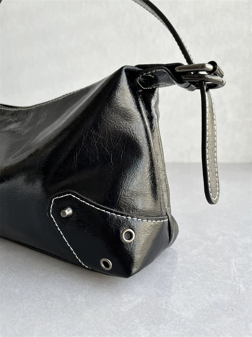 Foreign trade factory tail order high quality top layer oil wax cowhide underarm bag fashionable and versatile high-end one-shoulder women's bag