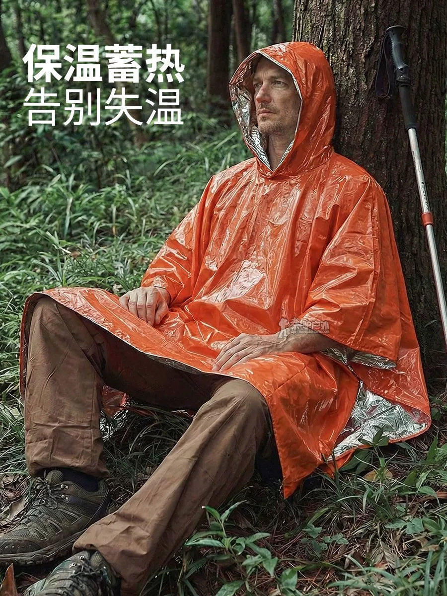 Portable outdoor multi-functional raincoat, first aid poncho, emergency warm blanket, thermal insulation life blanket, camping and mountaineering tourism