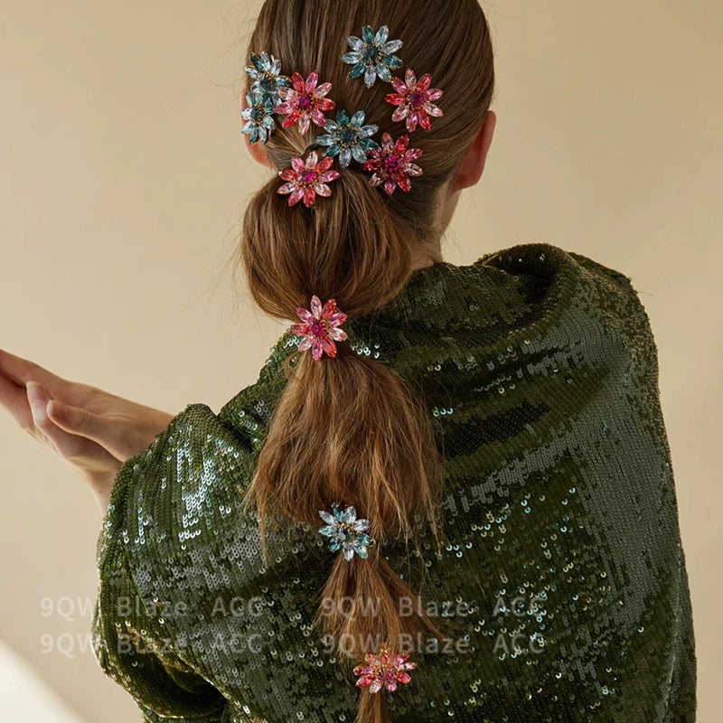 High-end crystal flower hairpin, duckbill clip, chuck, flower headdress, hair accessory, 2025 new bangs clip hairpin