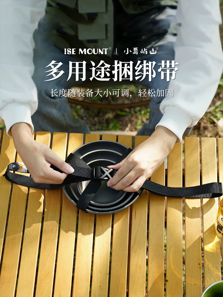 ISE MOUNT Outdoor Round Pot Storage Strap Portable Storage Tableware Kitchenware Plate Storage Strap