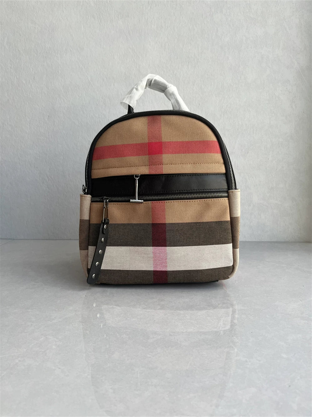 Korean counter new cowhide distribution backpack fashion and versatile high-end college style color blocking backpack schoolbag for women