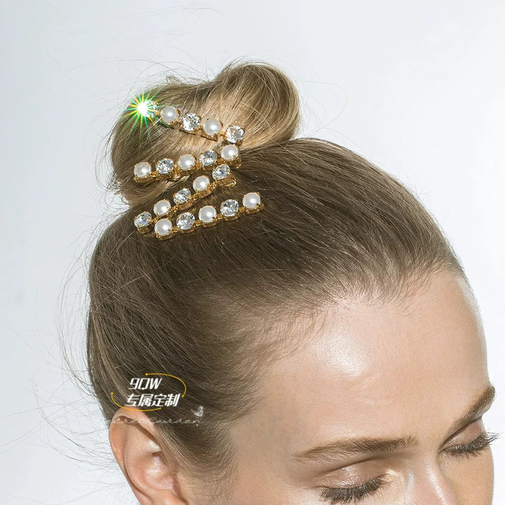 9QW high-end temperament elegant pearl gemstone hairpin bangs clip light luxury style exquisite side hair accessories for women