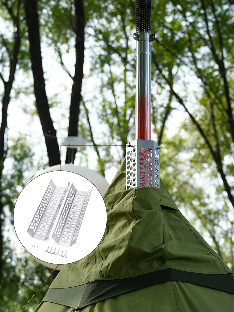 ISEMOUNT Outdoor Stainless Steel Chimney Anti-Scald Insulation Mesh Detachable Wood Stove Accessories Hexagonal Anti-Scalding Ring