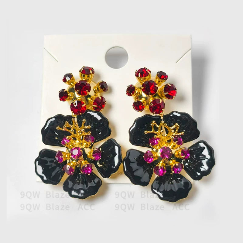 9QW Di Lieba's high-end color-blocking flower earrings 2025 new earrings light luxury design stud earrings