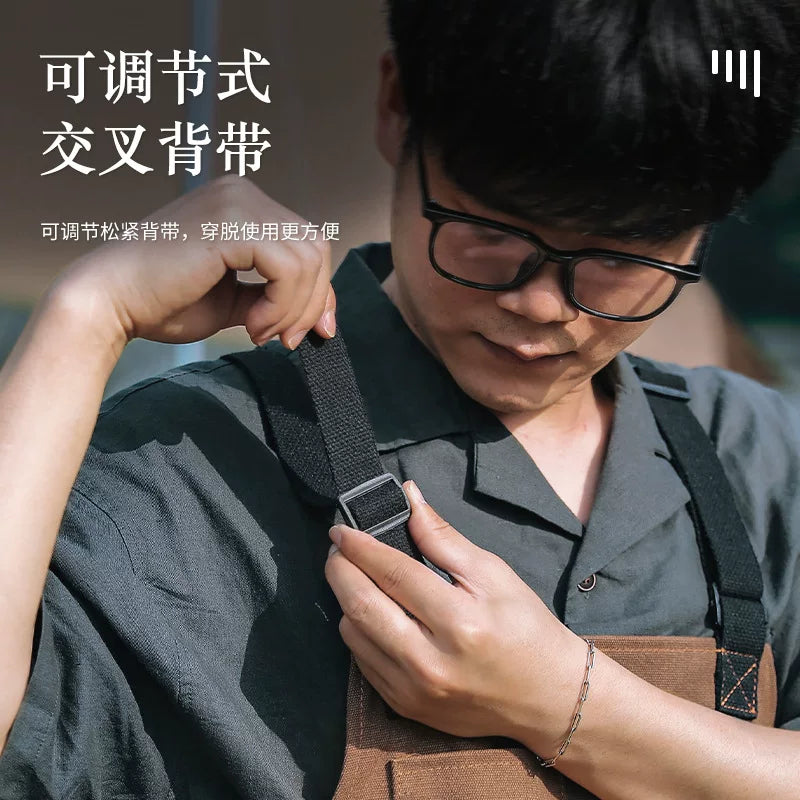 Outdoor workwear denim canvas painter apron gardener waist stain resistant waterproof men's and women's bib large apron