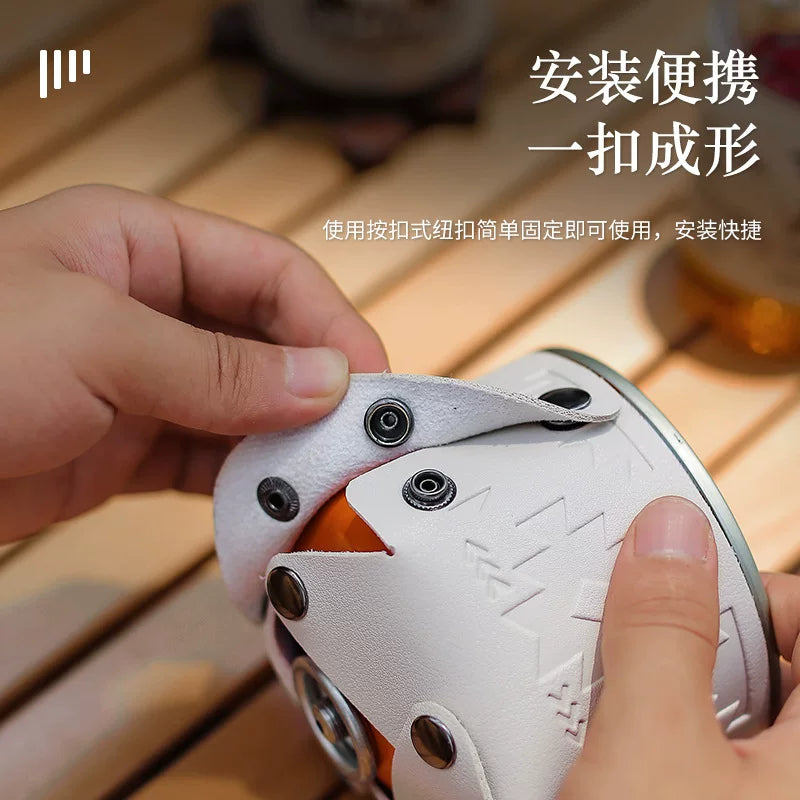 Outdoor gas tank cover flat gas tank cover camping alpine gas tank cover camping sundries storage box totem leather protective cover