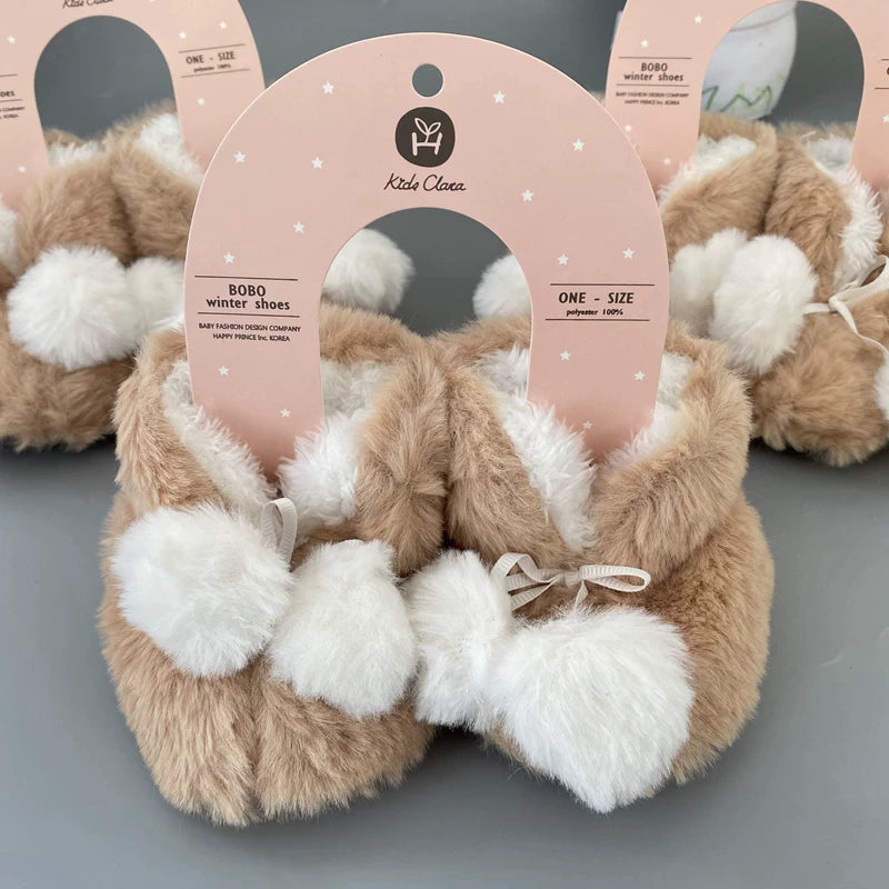 Foreign trade original order winter fleece to keep warm 0-6 months infant toddler shoes soft sole thickened cotton shoes wool shoes