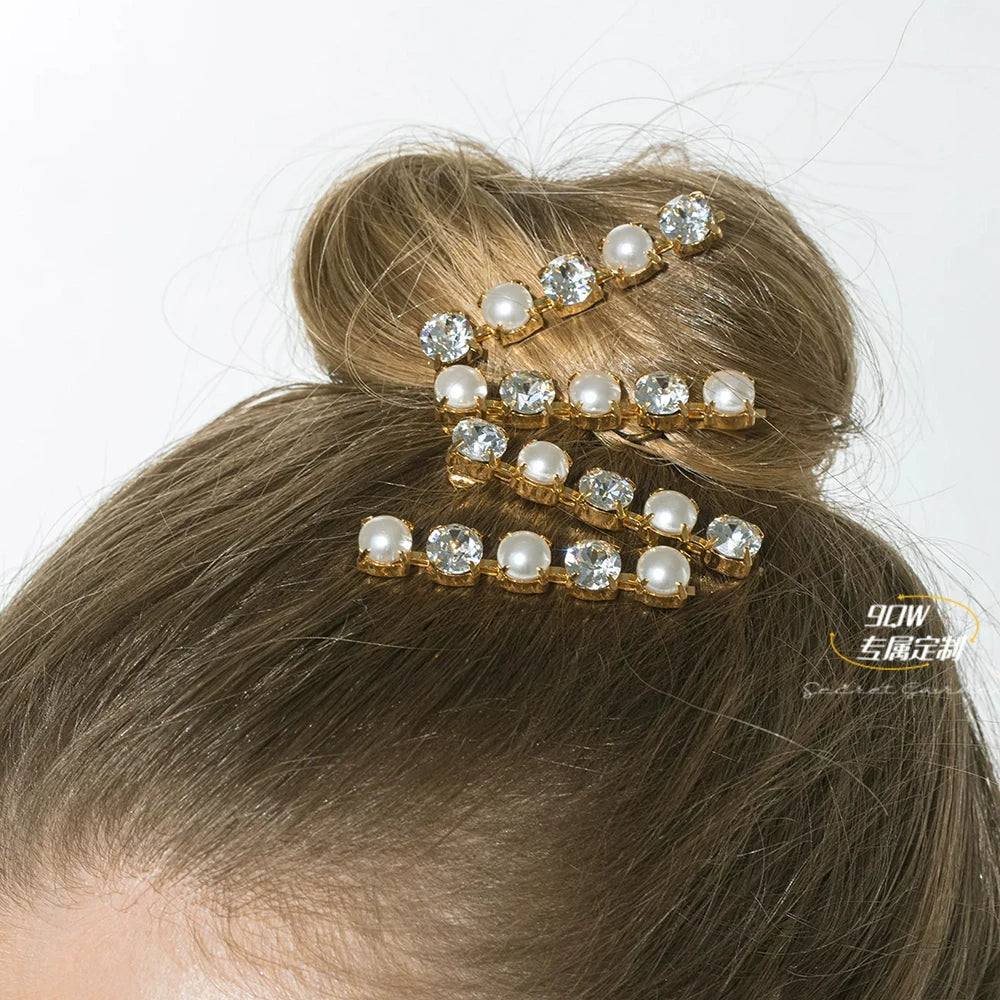 9QW high-end temperament elegant pearl gemstone hairpin bangs clip light luxury style exquisite side hair accessories for women