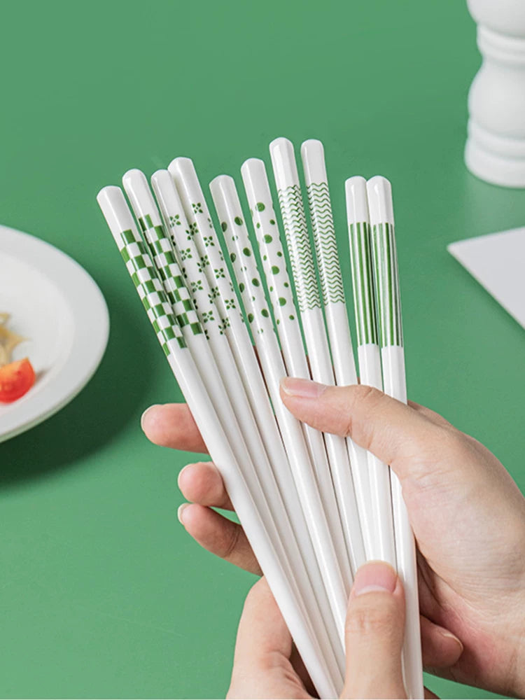 ins style ceramic chopsticks household high-grade high-temperature antibacterial and anti-mildew food-grade healthy tableware 5 pairs gift box