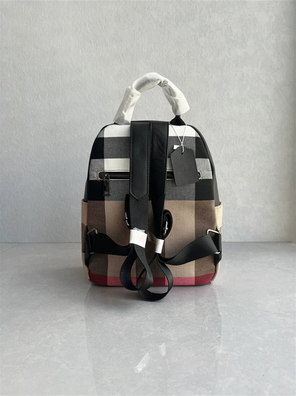 Korean counter new cowhide distribution backpack fashion and versatile high-end college style color blocking backpack schoolbag for women