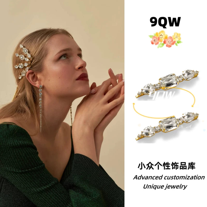 9QW homemade summer cool transparent sugar cube hairpin bangs clip temperament simple and versatile side hair accessory headwear