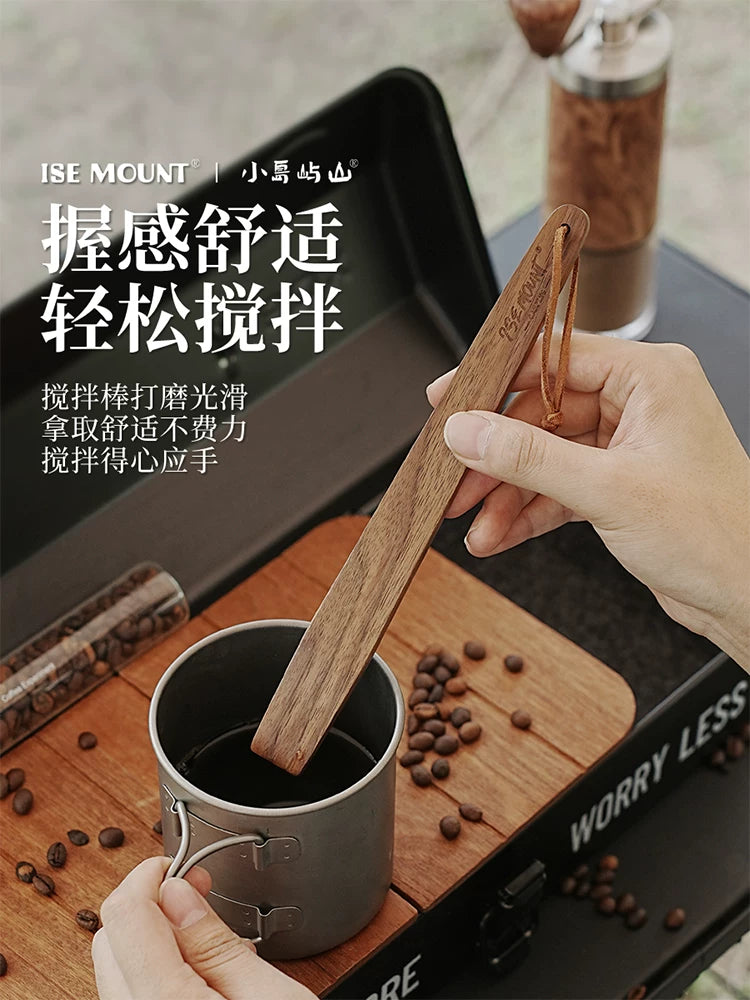 ISEMOUNT Black Walnut Solid Wood Filter Cup Long Stir Stick Creative Home Coffee Cup Pour-over Coffee Stirring Spoon