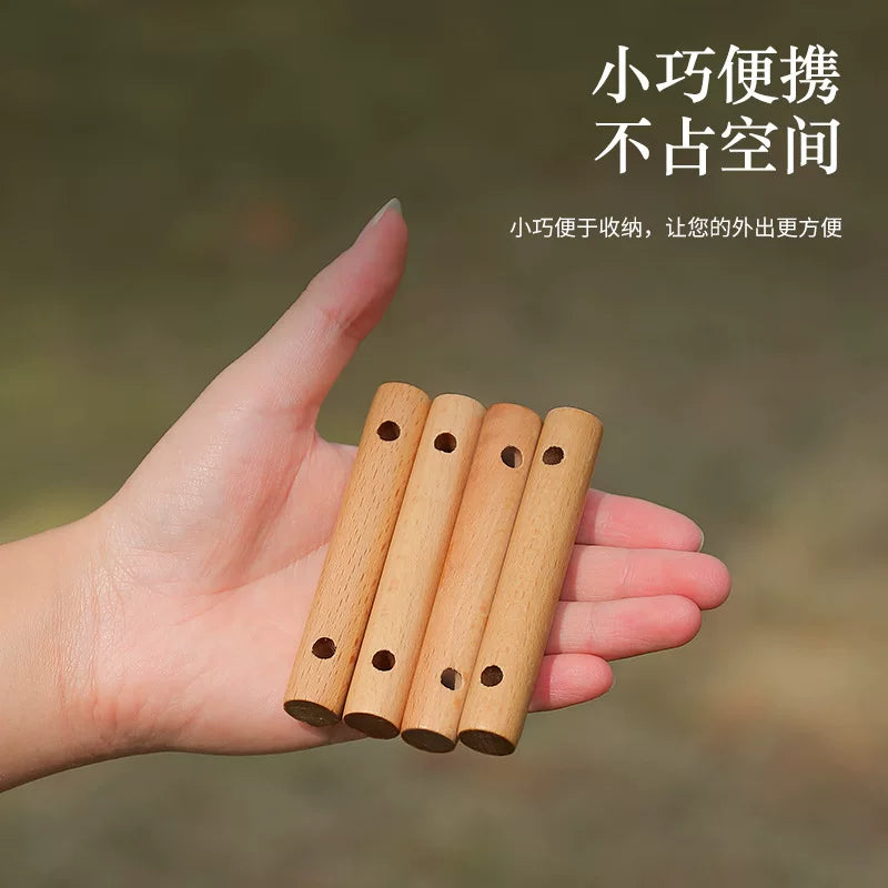 Outdoor camping beech wood double eye wind rope buckle camping tent canopy fixed buckle adjustment anti-slip wooden buckle camping accessories