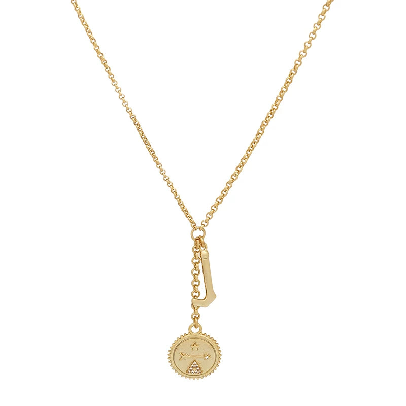 9QW Jin Zhini Jennie's diamond-encrusted geometric pendant necklace niche design letter metal collarbone chain for women