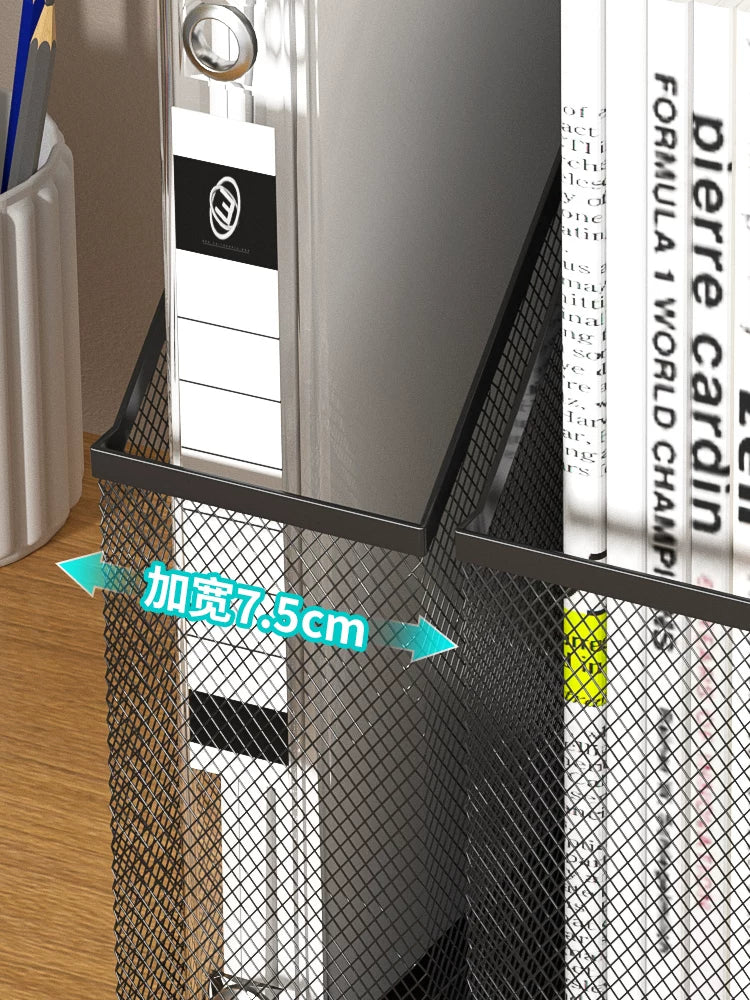 Single metal file box, multi-functional iron materials finishing storage rack, desktop office file storage box, magazine box, student book standing openwork document rack, wall-mounted office stationery