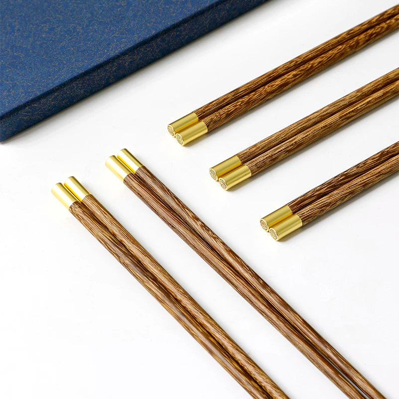 European and American Kefu chopsticks household wenge chopstick set, paint-free, wax-free, non-slip, high-temperature resistant solid wood fast-wood tableware