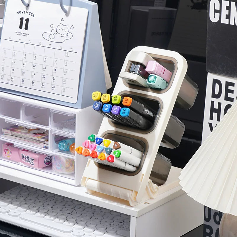 Office desktop diagonal pen holder simple office storage bucket desktop storage box large capacity pen holder student desktop diagonal pen bucket office stationery marker desktop stationery rack