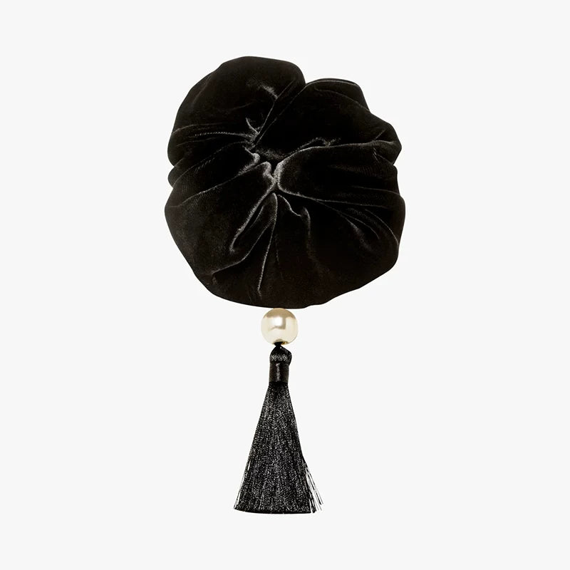 9QW new European and American style retro high-end feeling ball head Chinese pearl tassel scrunchie hair ornament less hair volume head rope
