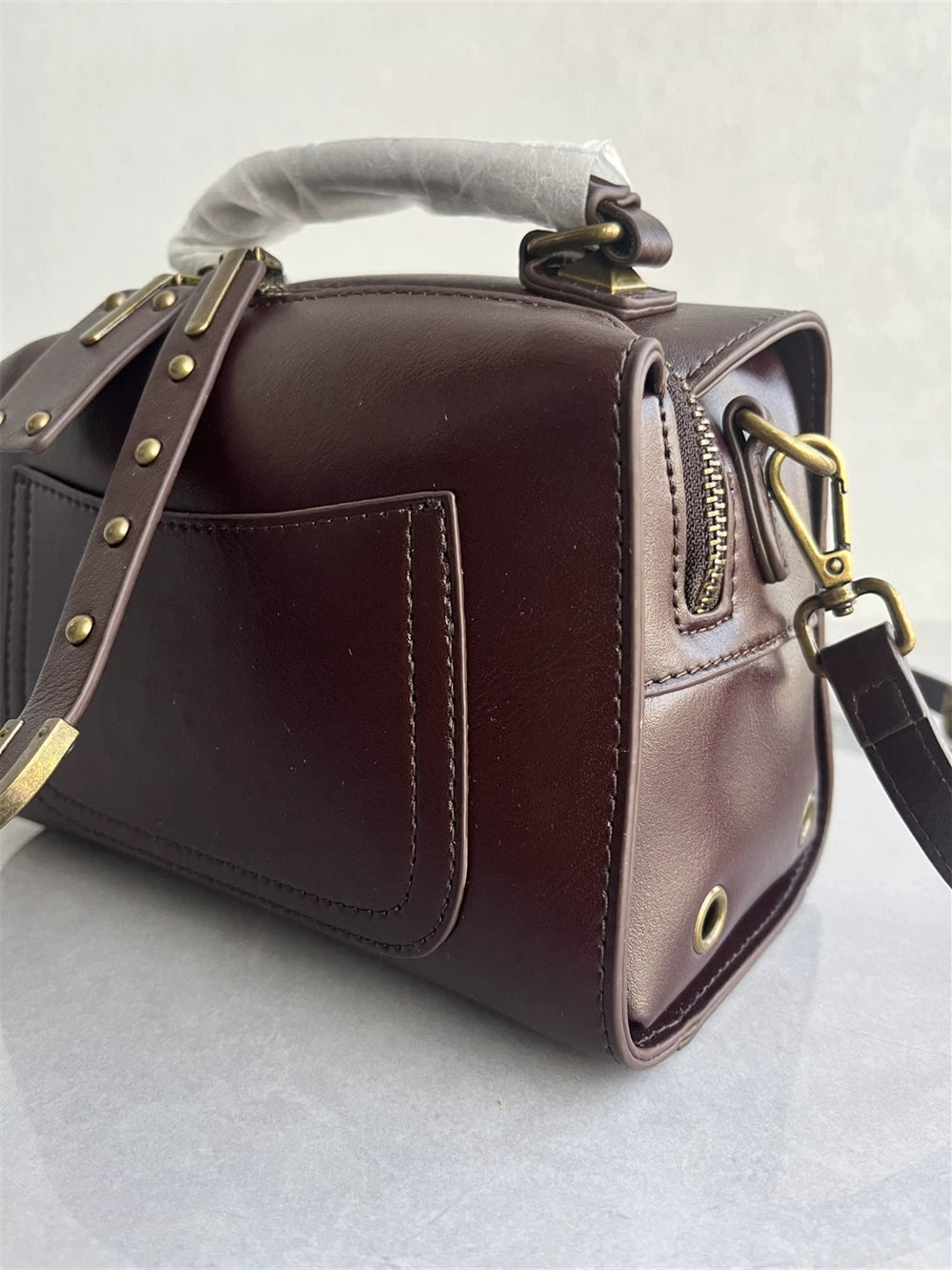 Foreign trade export new top-layer cowhide pillowcase fashion and versatile retro high-end leather shoulder crossbody women's bag