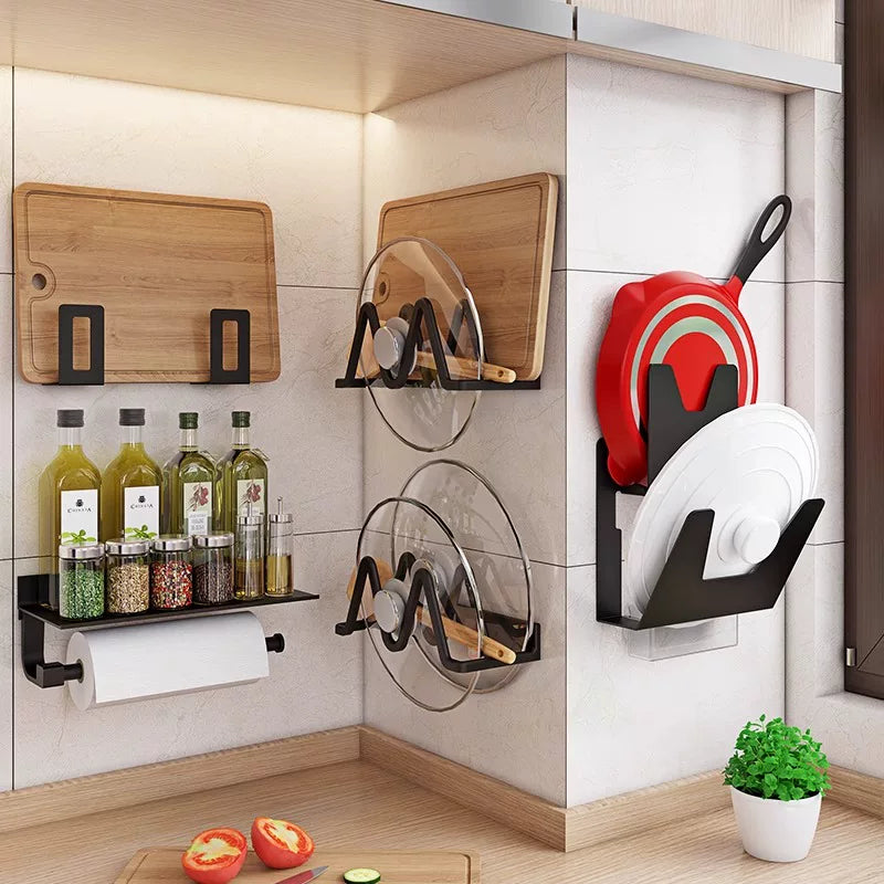 Kitchen pot lid rack, wall mounted pot lid placer, multi-functional household shelf, multi-layer cutting board, cutting board, storage rack Y