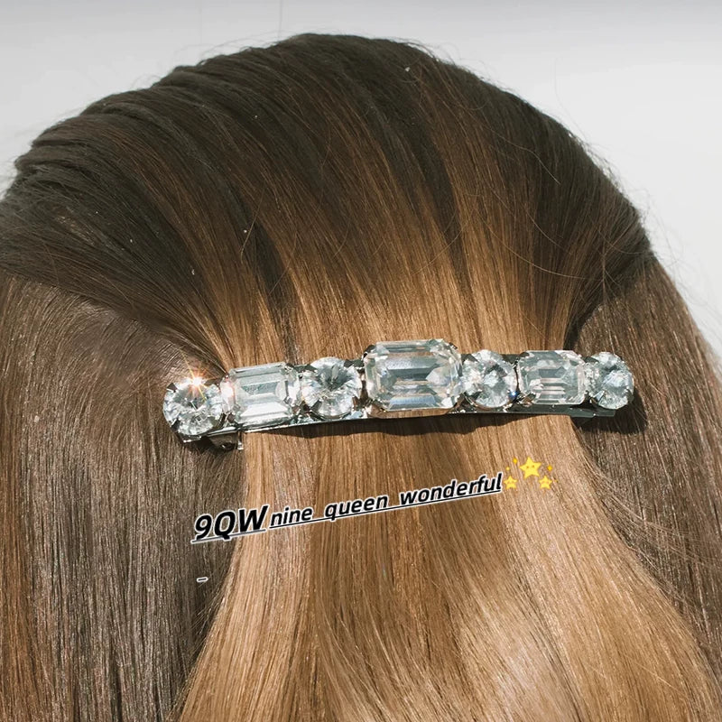 9QW European and American ins bloggers sugar cubes gem elastic chuck clips light luxury high-end hair accessories headwear fashion and versatile women