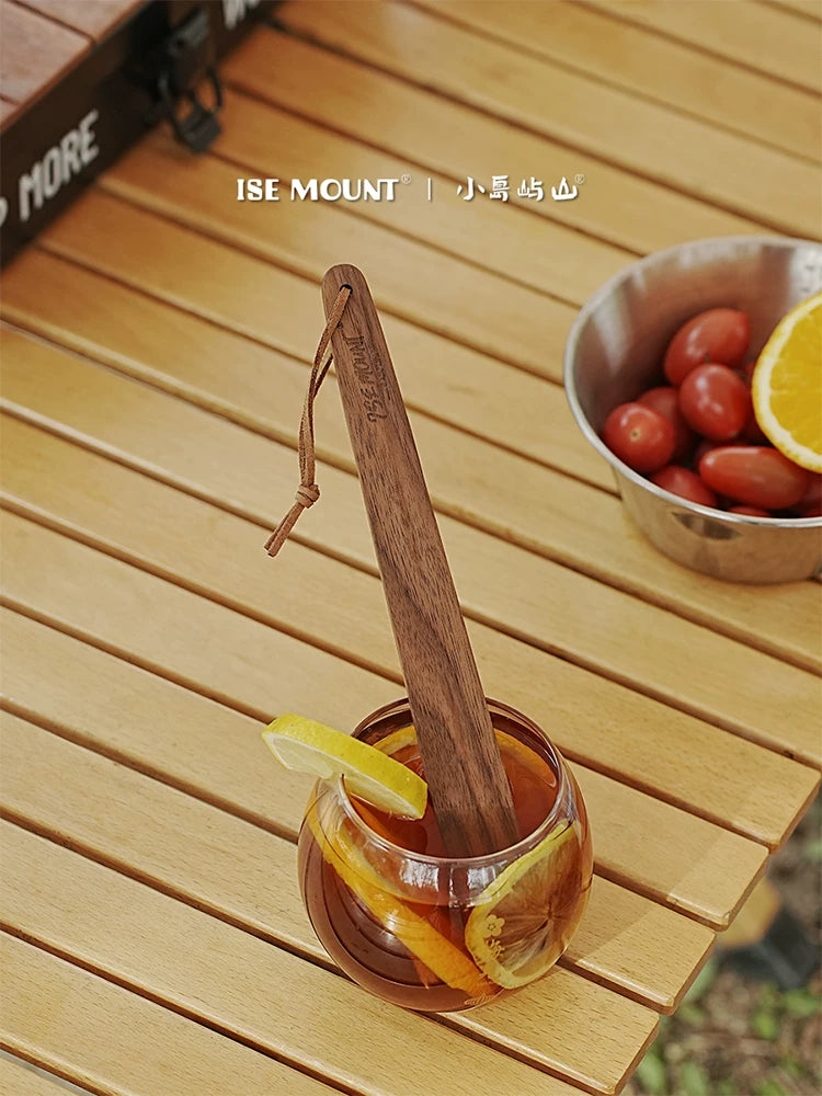 ISEMOUNT Black Walnut Solid Wood Filter Cup Long Stir Stick Creative Home Coffee Cup Pour-over Coffee Stirring Spoon