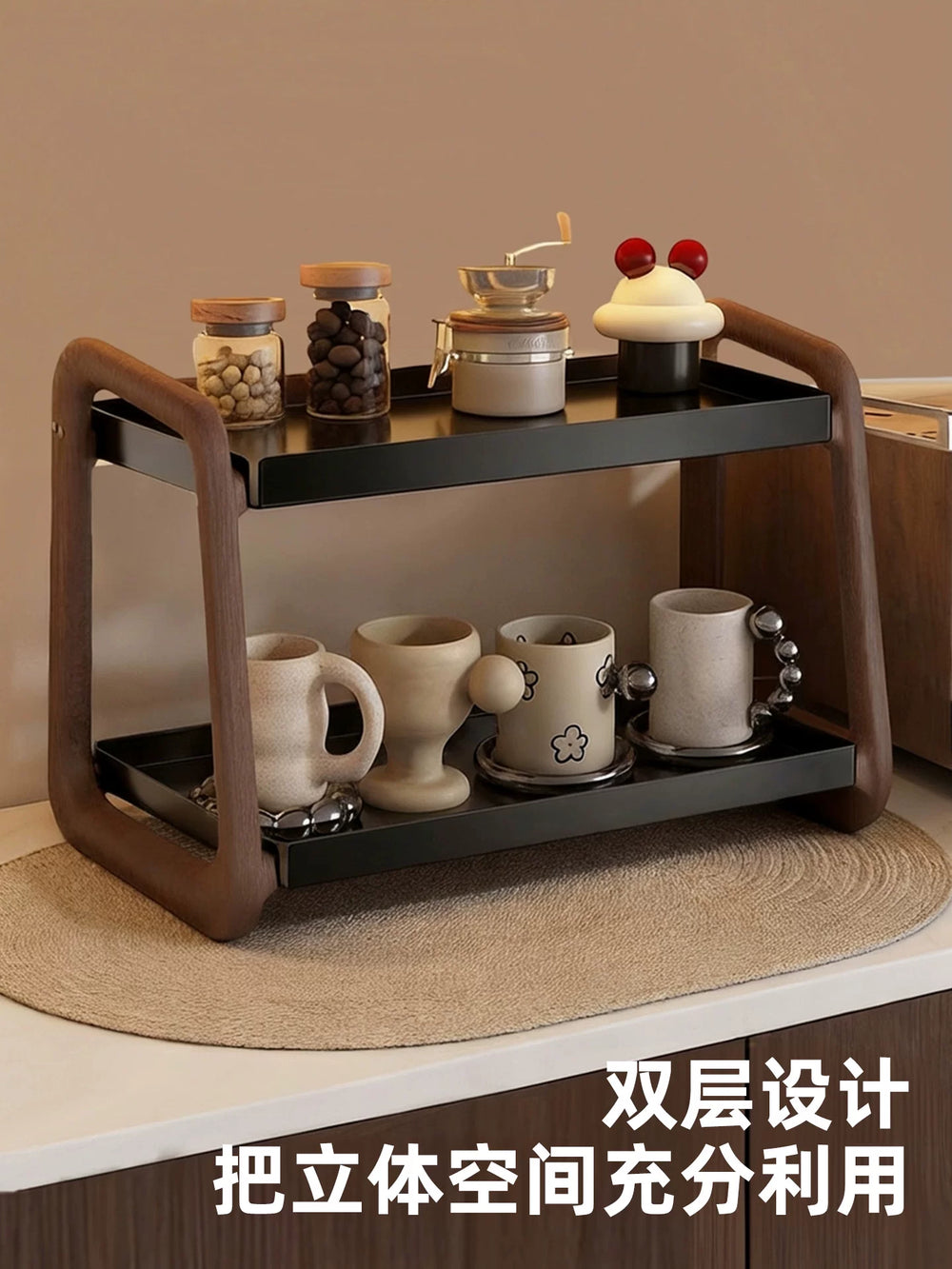 Kitchen special products, countertop seasonings, double-layer storage racks, 2026 new household wall multi-layer storage shelf Y