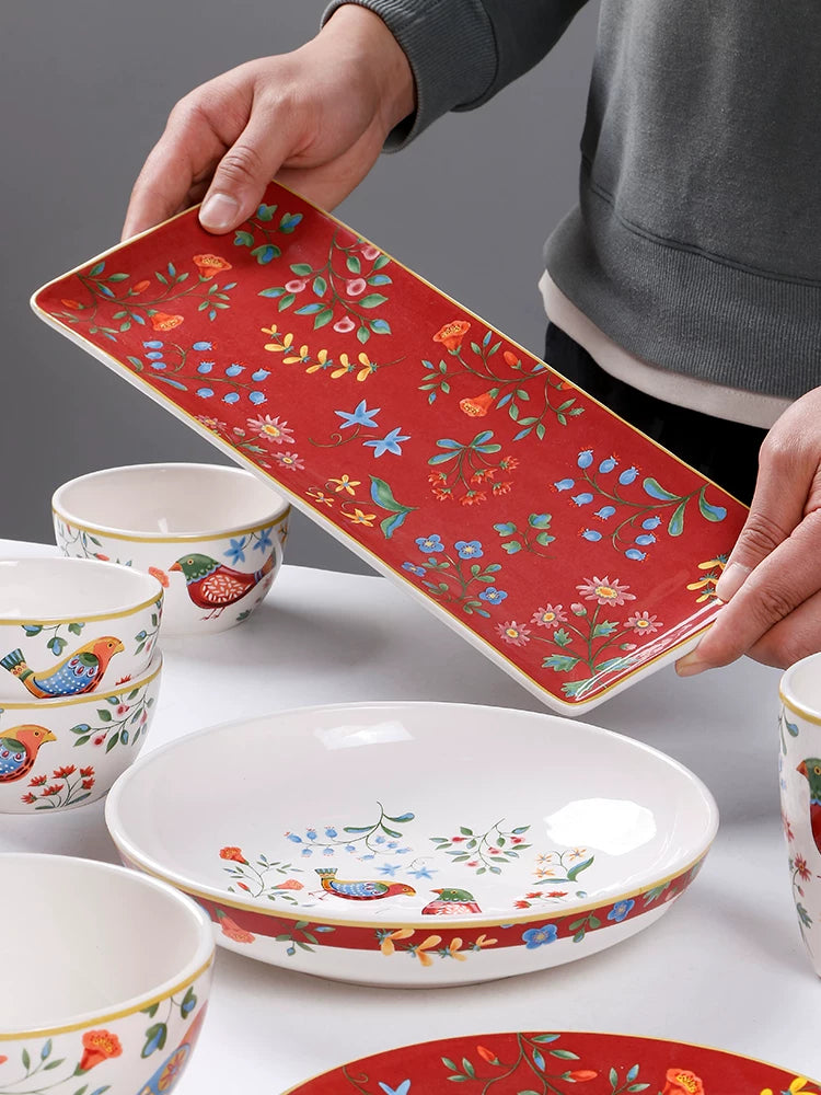 OMK Creative Dessert Bowl Set with Tray Bread Snack Plate 4 Inch Jam Spice Bowl Combo Glazed Color