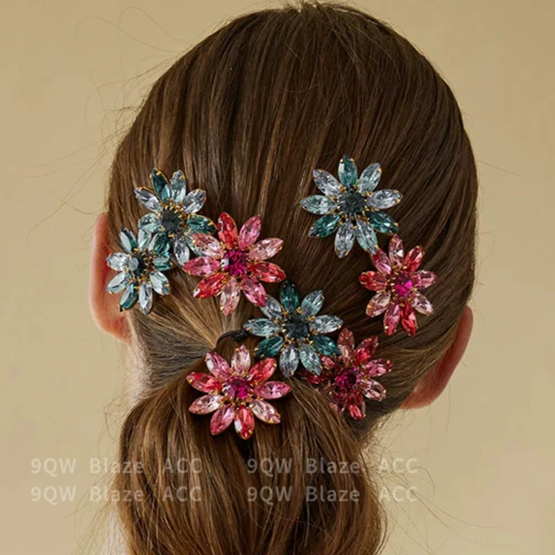 High-end crystal flower hairpin, duckbill clip, chuck, flower headdress, hair accessory, 2025 new bangs clip hairpin