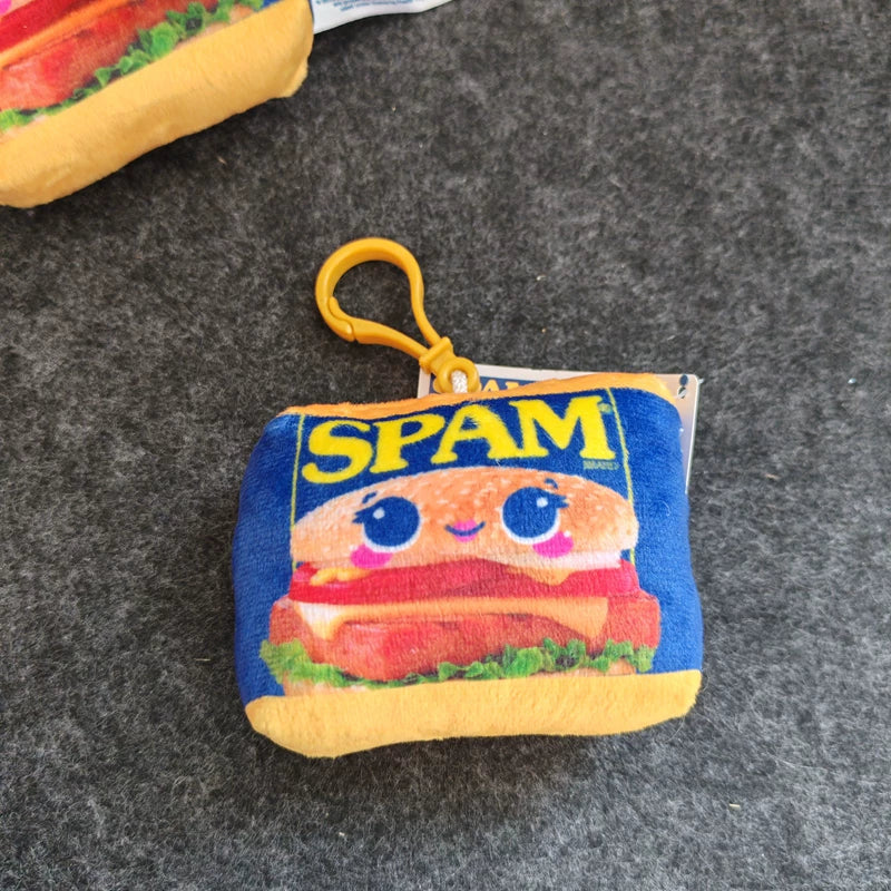Foreign trade export US single SPAM luncheon meat creative pendant keychain hamburger can personalized charm plush